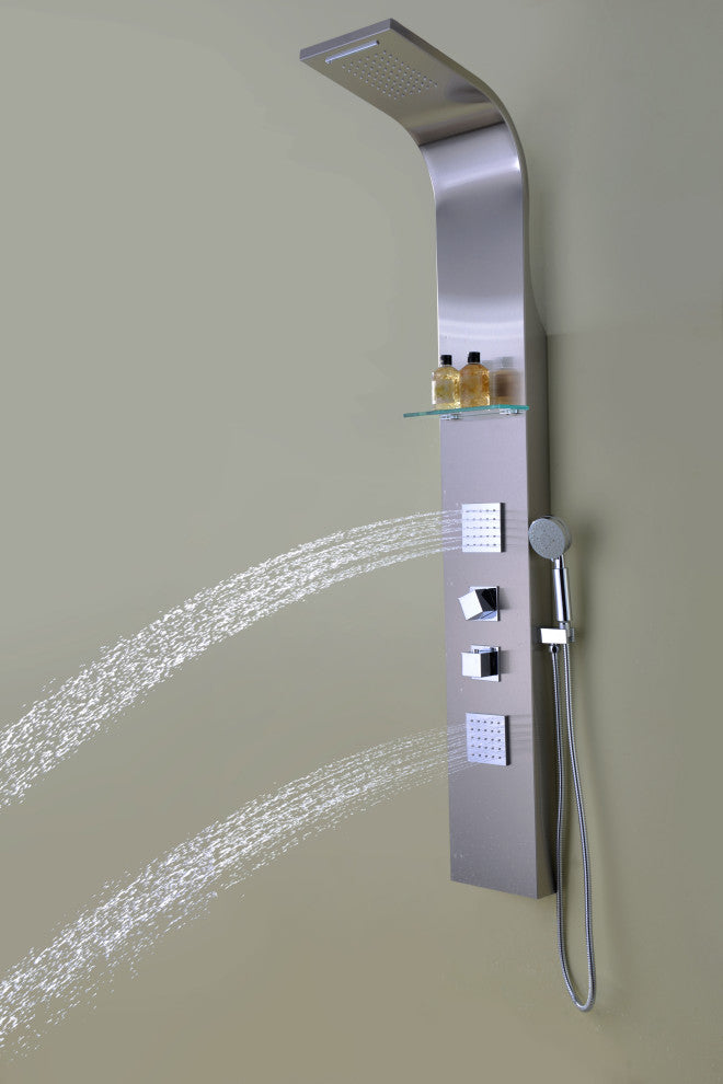 ANZZI Niagara 64 in. 2-Jetted Full Body Shower Panel in Brushed Steel
