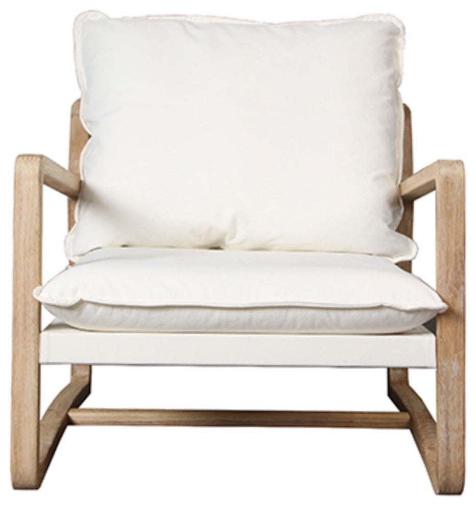 Oak Frame & White Cotton Chair