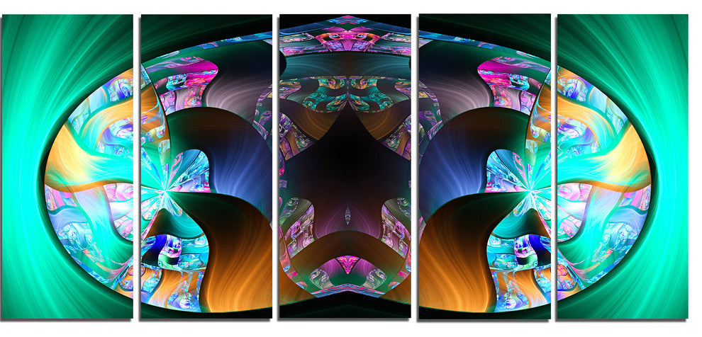 Blue Capsule in Plasma, Abstract Canvas Art Print, 60"x28", 5 Panels