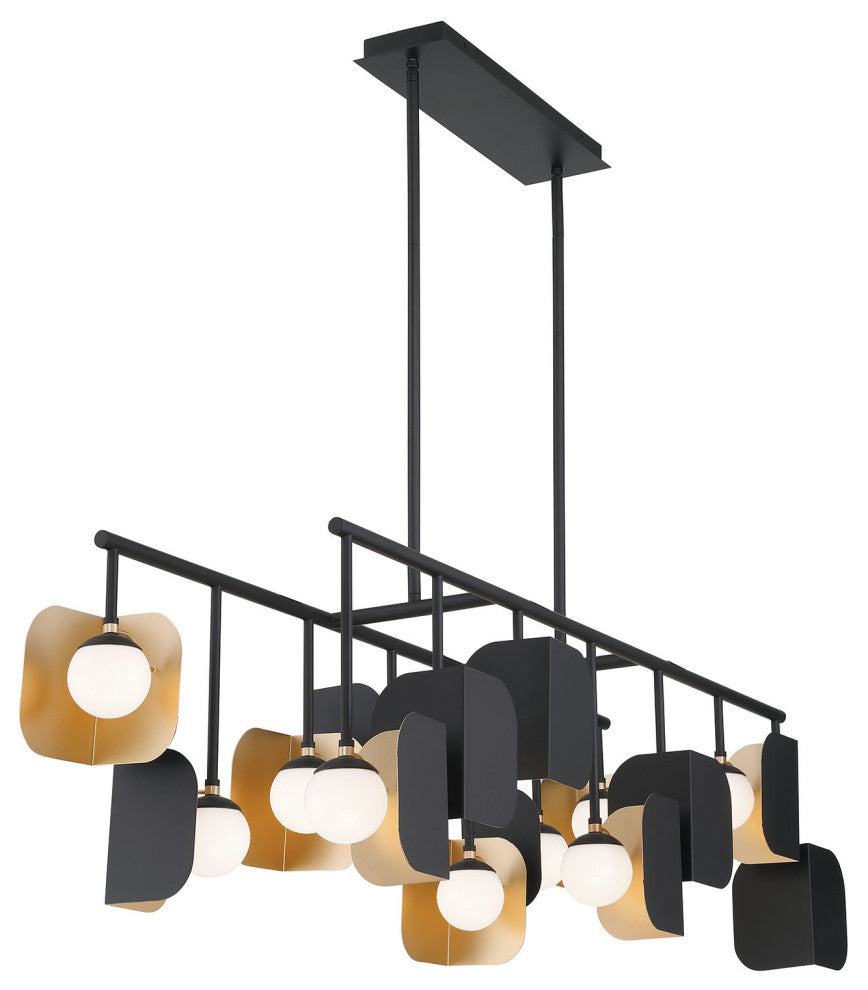 Cornice 14L 60" Gold-Black White Chandelier