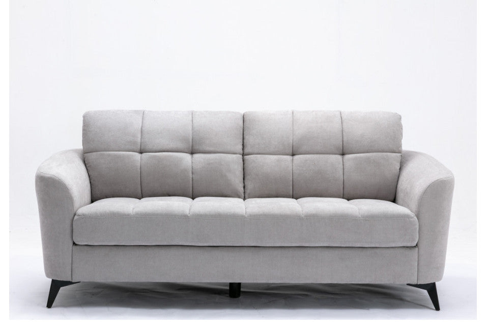 Callie Woven Fabric Sofa Loveseat Chair Living Room Set, Light Gray