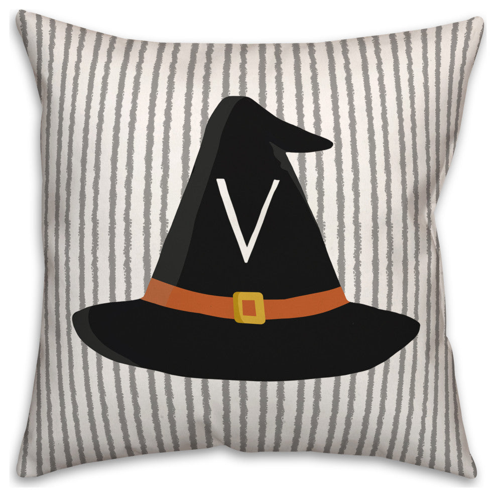 Halloween Monogram Hat V 18x18 Spun Poly Pillow