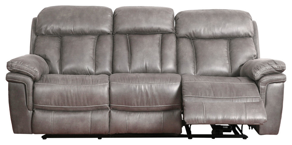 Estelle Power Reclining Sofa, Gunmetal Fabric
