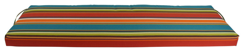 60"X19" Patterned Outdoor Spun Polyester Bench Cushion, Westport Teal