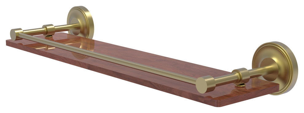 Prestige Regal 22" Solid Wood Shelf with Gallery Rail, Satin Brass