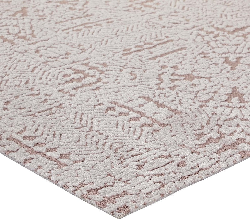Modway Javiera Contemporary Moroccan 5'x8' Area Rug, Ivory and Cameo Rose