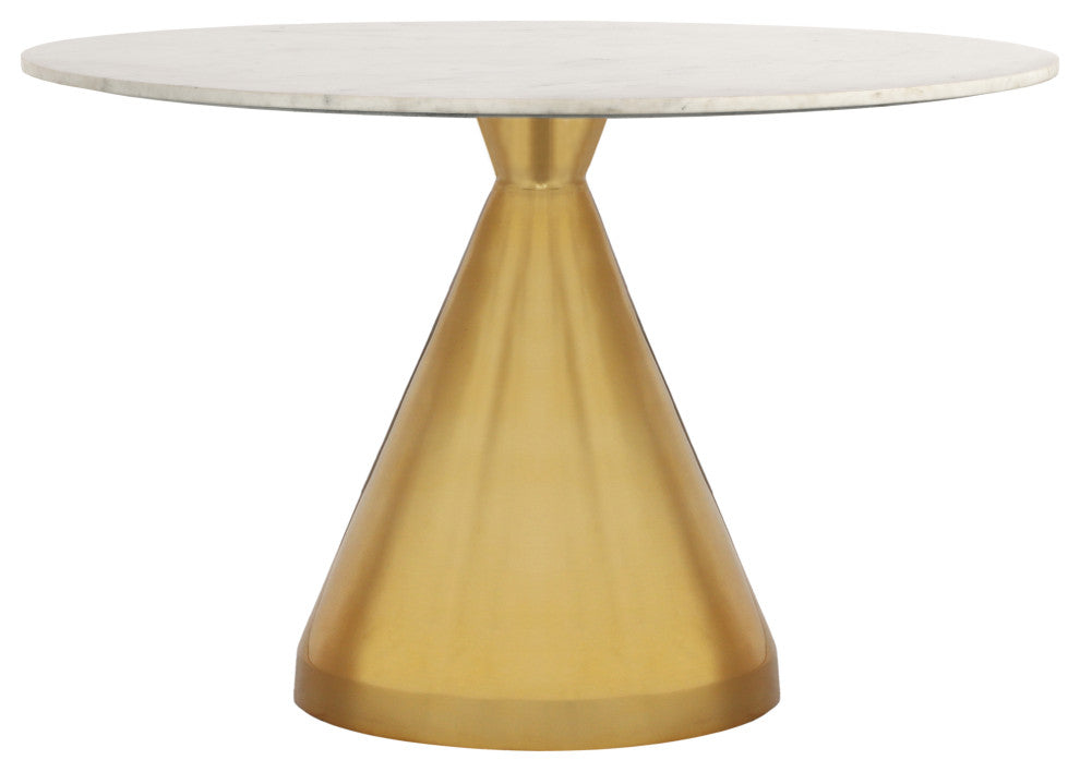 Emery Marble Dining Table, Brushed Gold