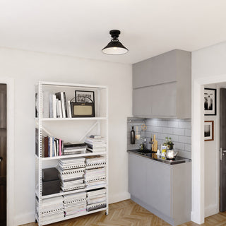 Canton 11.5" Semi-Flush Mount Black and Matte White