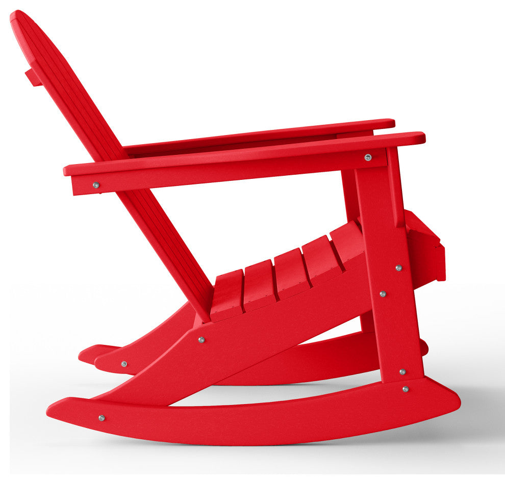 WestinTrends Outdoor Patio Adirondack Rocking Chair Lounger, Porch Rocker, Red