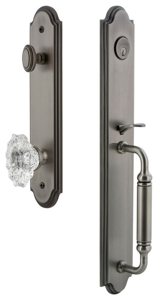 Arc 1-Piece Dummy Handleset, C Grip and Biarritz Knob, Antique Pewter, 848395