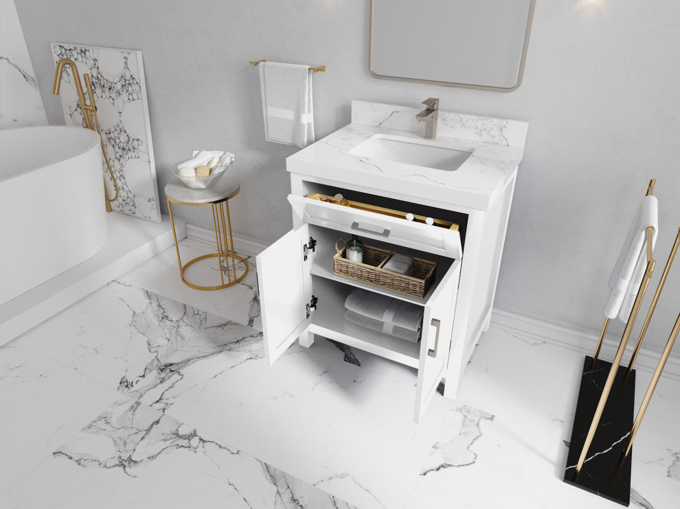 Cambridge 30 Single Sink Bath Vanity in White 1.5" Empira Quartz