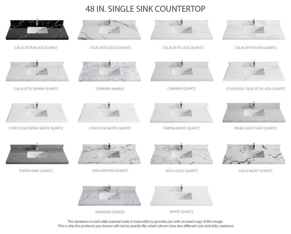 Madison Teak 48 Single Sink Bath Vanity in Light Natural 1.5" Empira Quartz