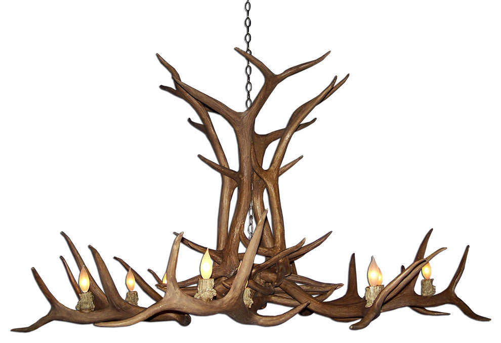 Reproduction Antler Elk Single Tier Chandelier Light, RL-12
