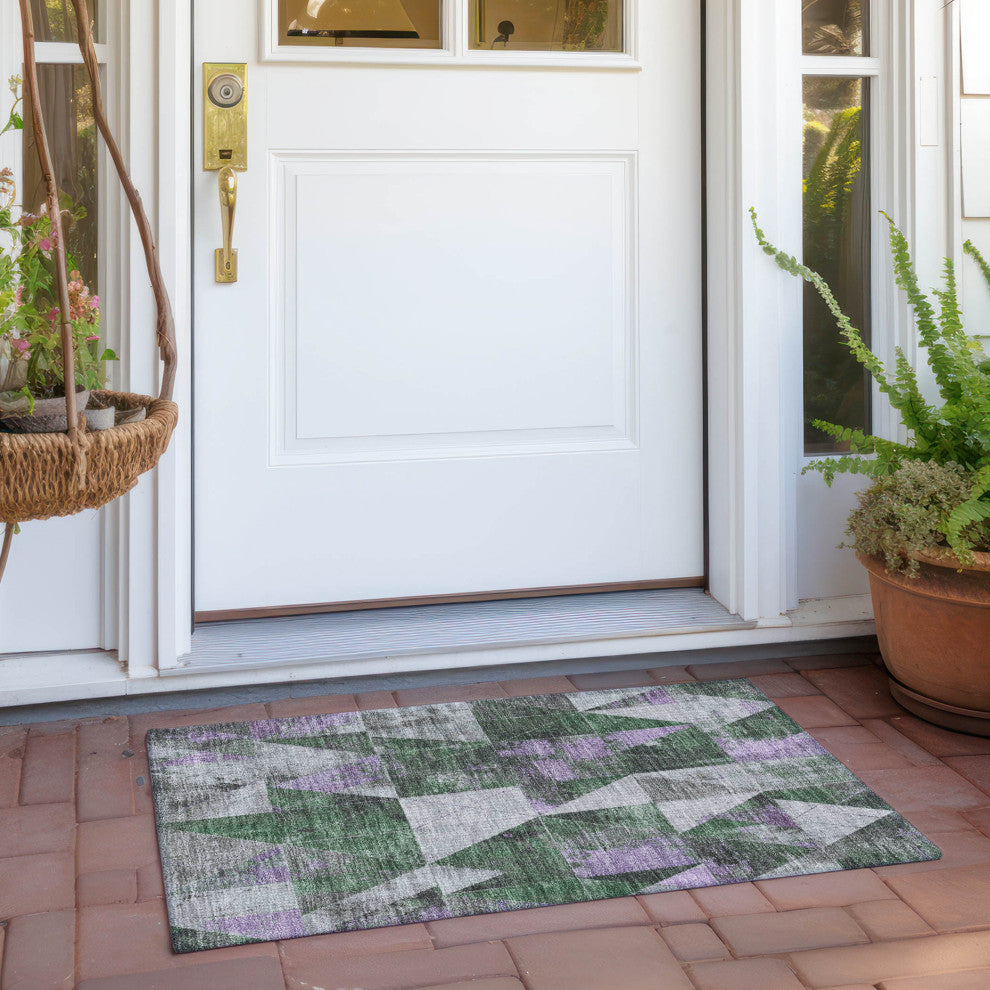 Machine Washable Indoor/Outdoor Chantille ACN1888 Emerald 1'8" x 2'6" Rug