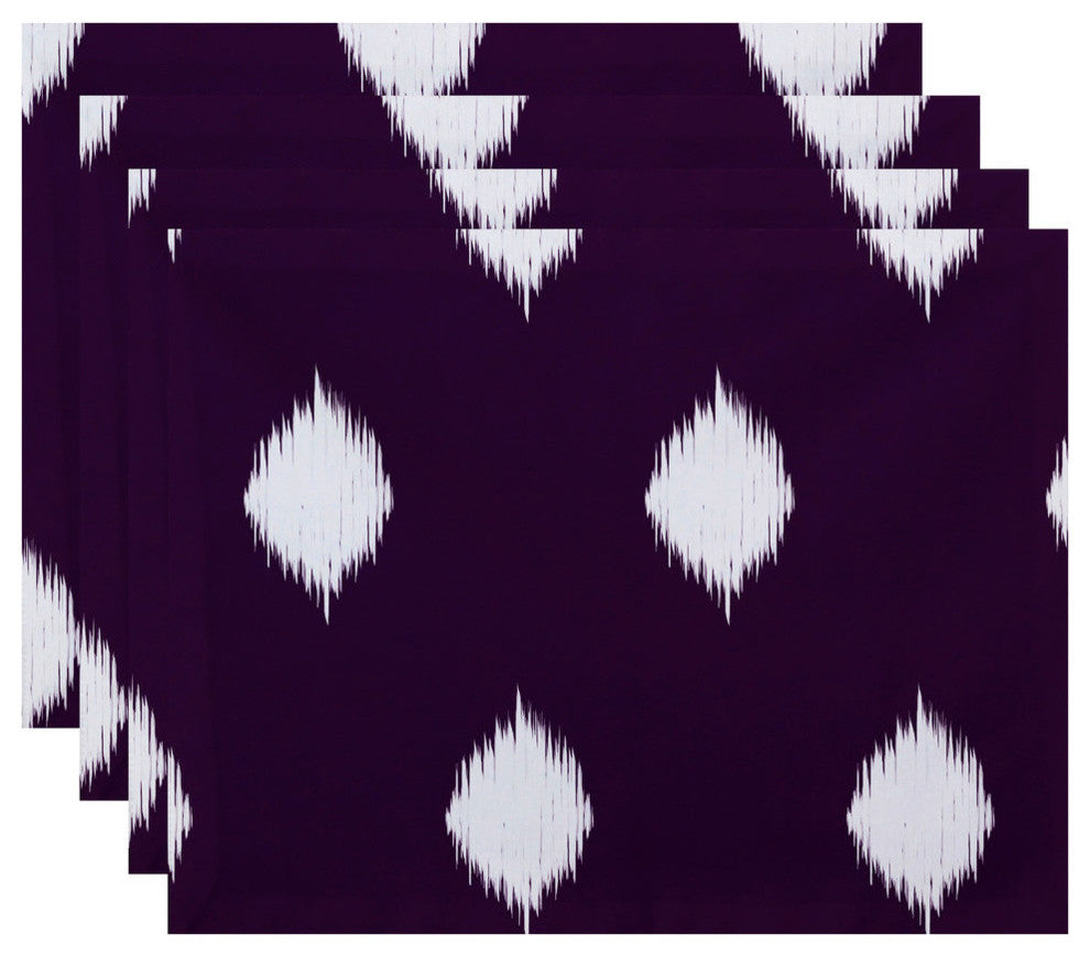 Hol-I-Kat, Holiday Ikat Print Placement, Purple, Set of 4