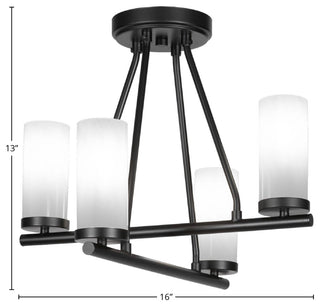 Trinity 4 Light Semi-Flush Shown, Matte Black Finish With 2.5" White Marble