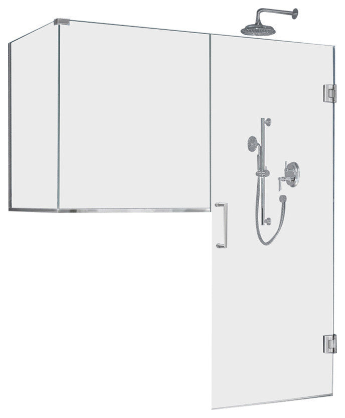 Unidoor Plus 54"x30.38" Shower Enclosure, Chrome