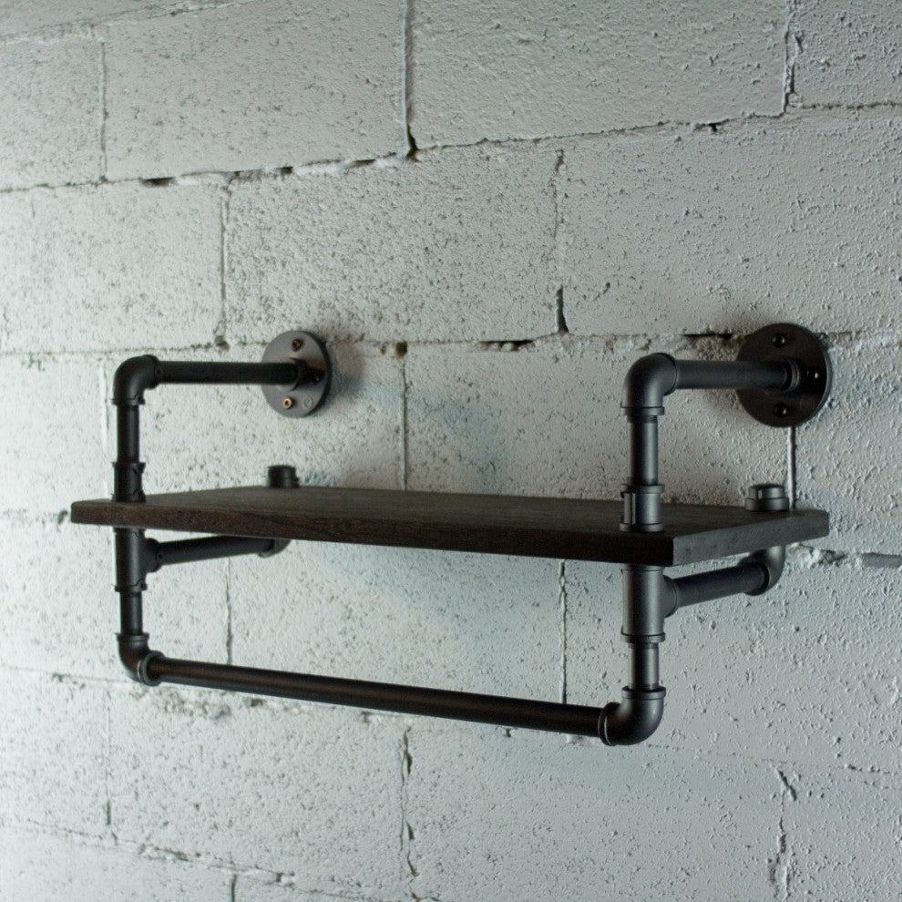 Ann Harbor Farmhouse Industrial 27" Wide Shelf Rack, Black Steel
