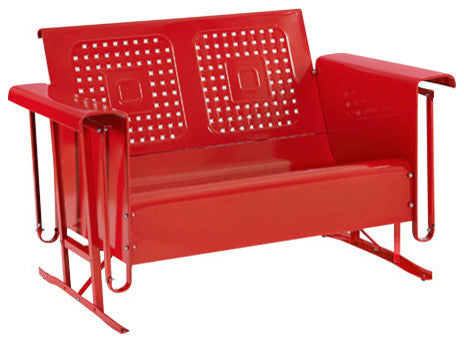 Crosley Bates Loveseat Glider, Red