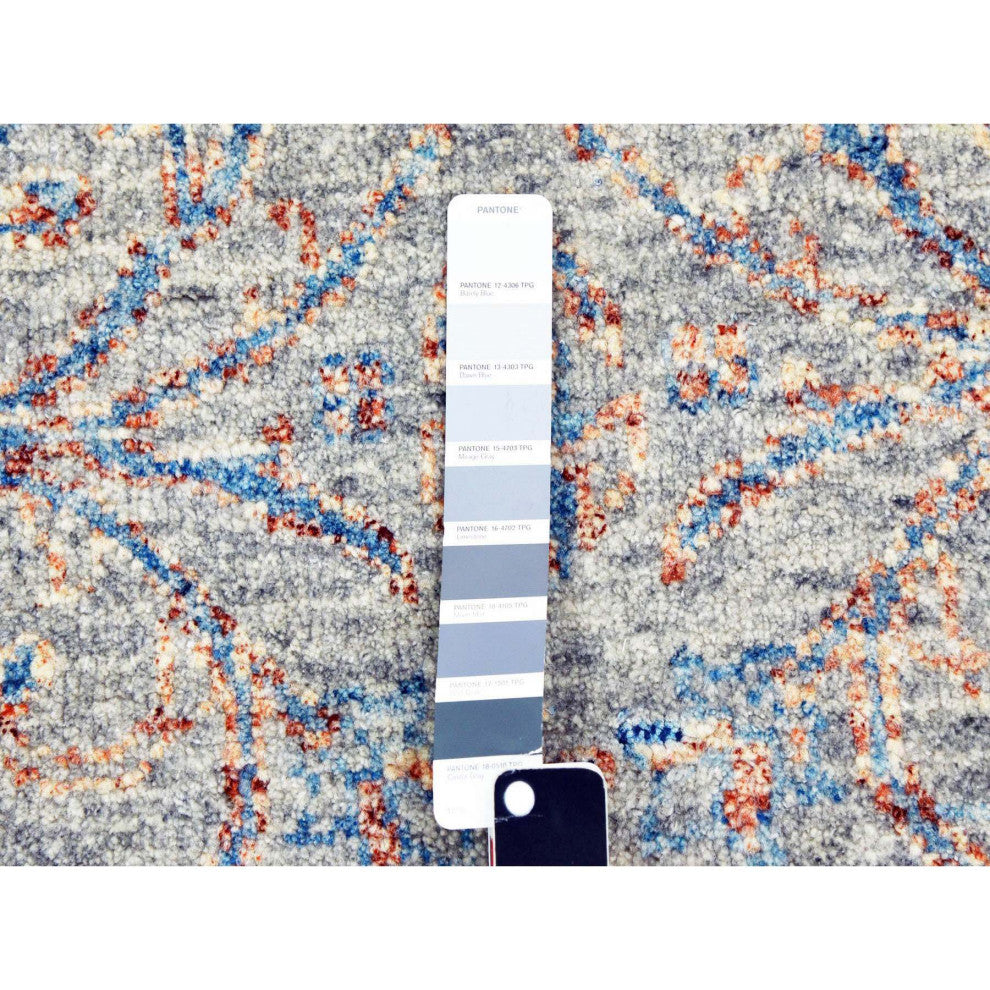 Green,Obscured and Subtle Collection,Hand Knotted, Oriental Rug, 12'x15'2"