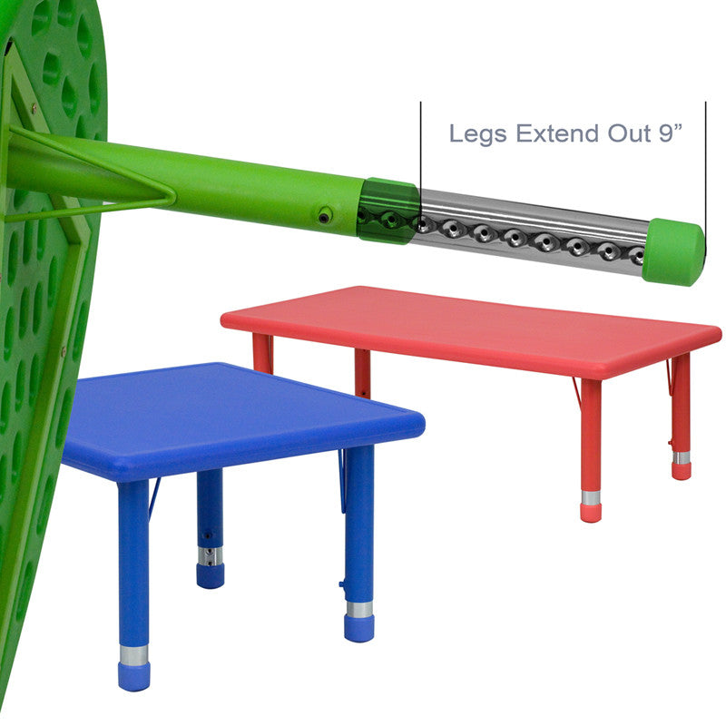 33" Round Green Plastic Height Adjustable Activity Table
