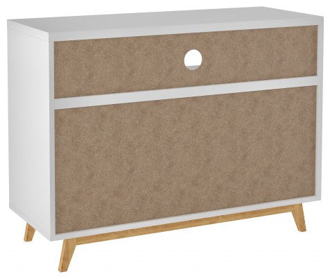 Modern White And Natural Two Door Console Table
