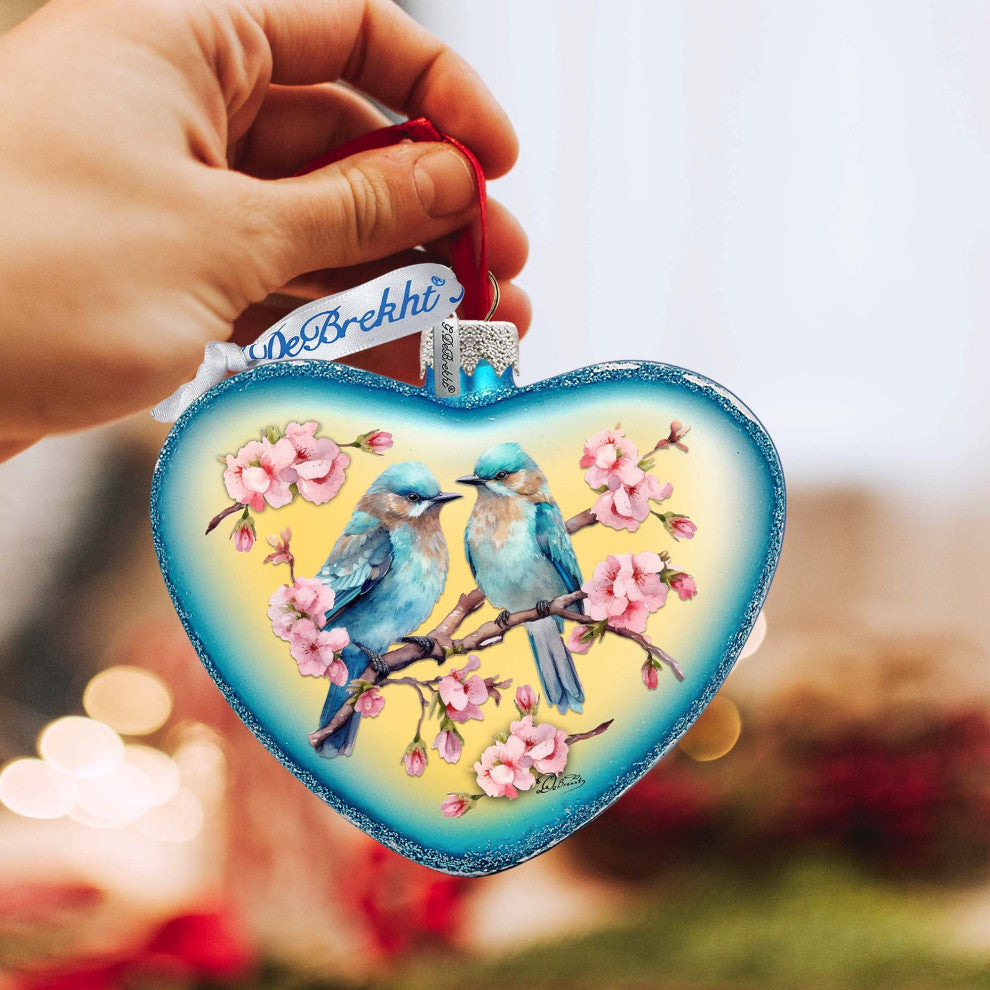 Blooming Love Heart Glass Ornament Christmas Decor