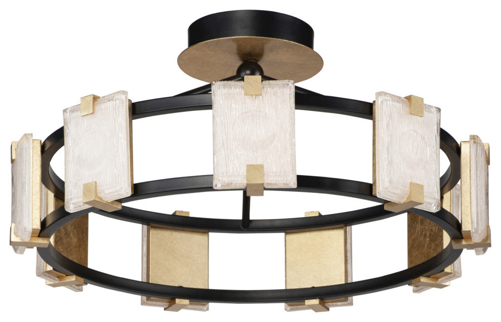 Maxim 39530 Radiant 9 Light 27" LED Drum Ceiling Light - Black / Gold Leaf /