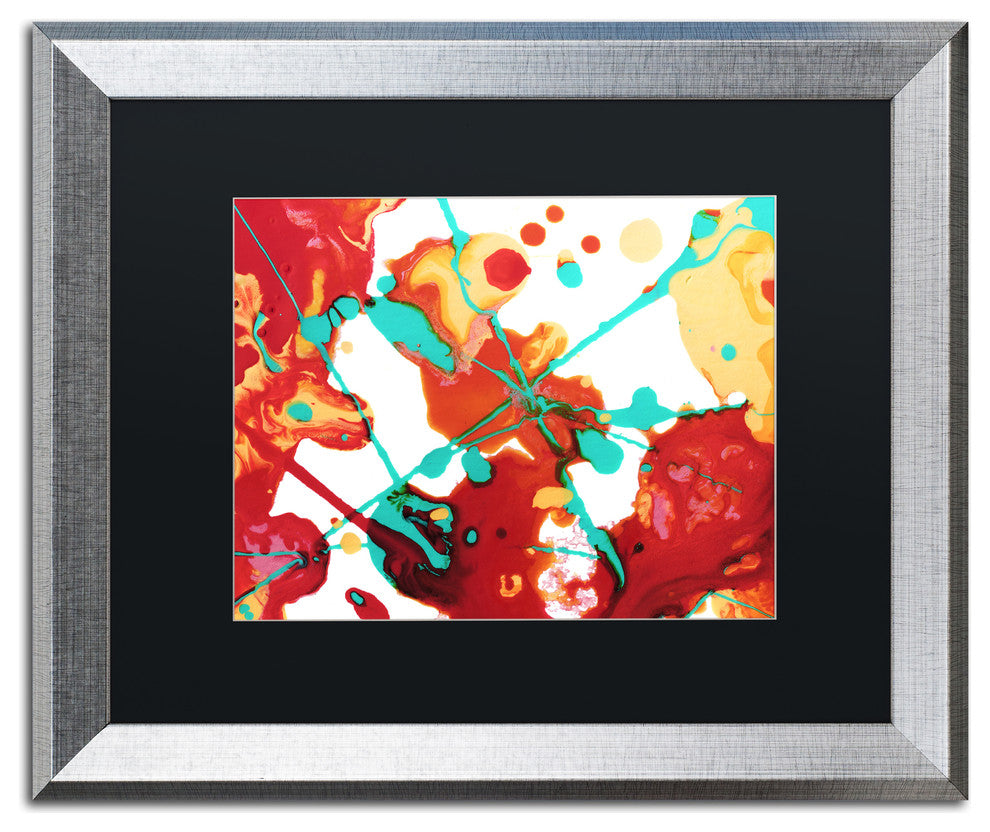 'Paint Party 1' Matted Framed Art, Silver Frame, Black Matte, 20x16