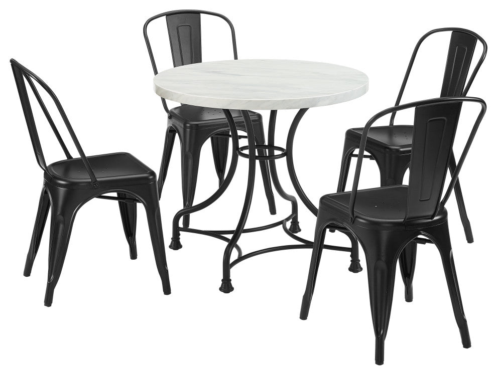 Madeleine 32" 5-Piece Dining Set With Amelia Chairs, Table and 4 Chairs