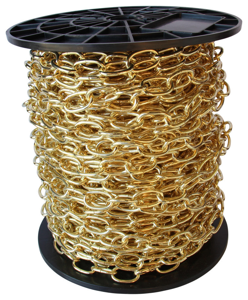 RCH Hardware Steel Standard Link Chandelier Chain, 164 Reel, Polished Brass, U25
