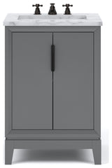 Elizabeth 24" Single Sink Carrara White Marble Vanity, Cashmere Gray