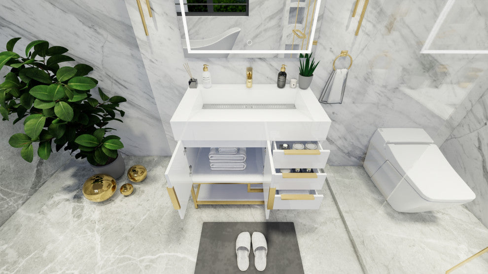 Madison 36" Freestanding Vanity with Reinforced Acrylic Sink, High Gloss White