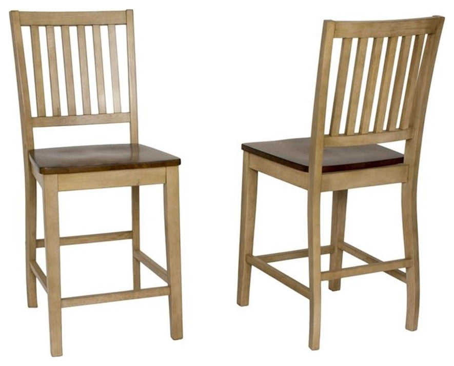 3-Piece 36" Round Pub Table Set With Slat Back Stools, Counter Height Dining