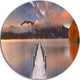 Jetty In Lake Japan, Seascape Photography Large Disc Metal Artwork, 11"