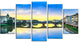 Carraia Medieval Bridge on Arno River, Beach Photo Canvas Art, 60"x32", 5 Panels