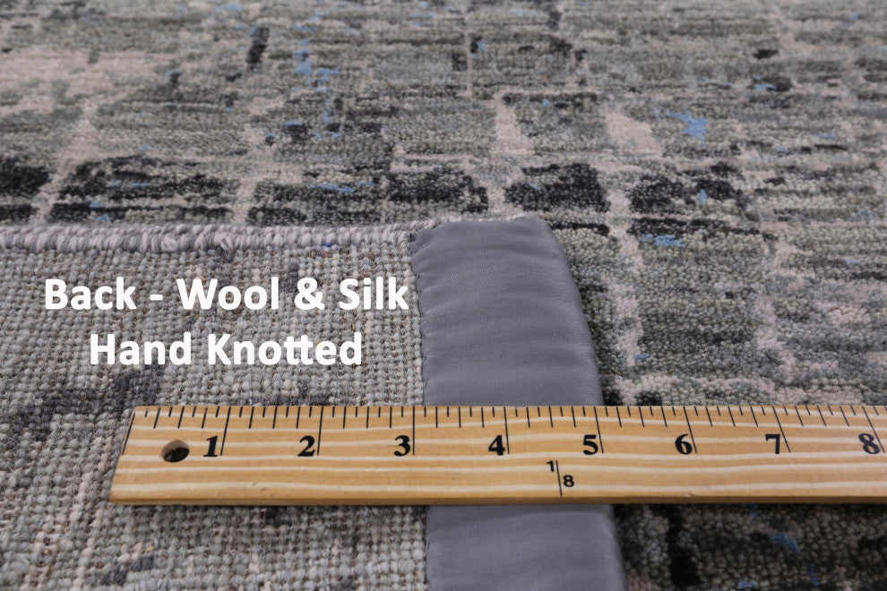 Wool and Silk Hand Knotted Abstract Rug 6' 2" X 9' 0" Q7191