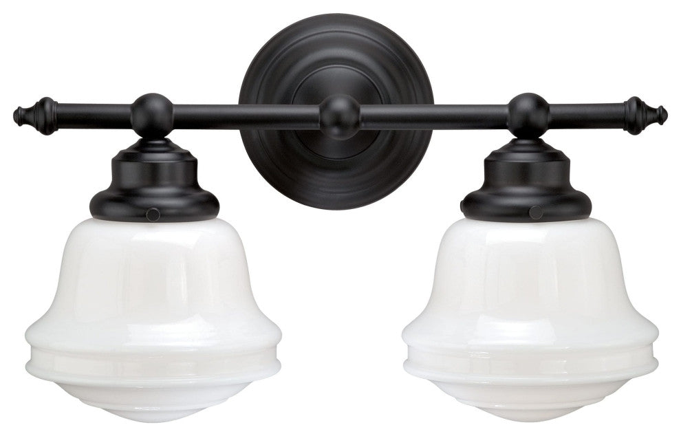 Huntley 2L Vanity Milk Glass Oil Rubbed Bronze