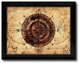 Compass Vintage Nautical Map Print on Canvas with Picture Frame, 15" x 19"