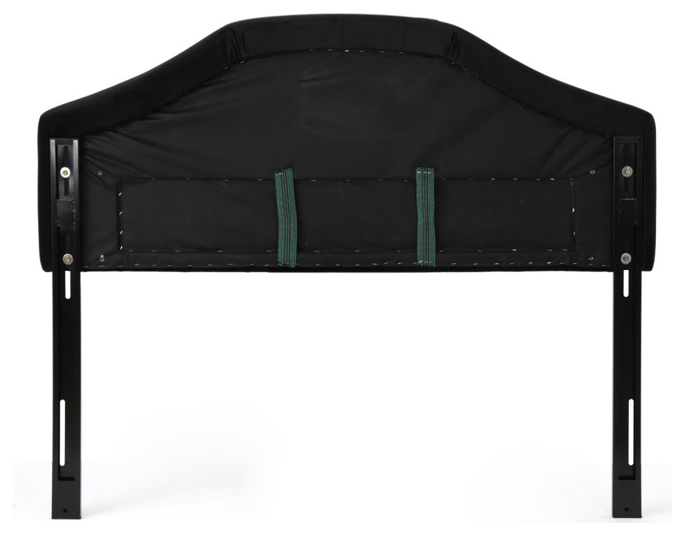 GDF Studio Lazarus New Velvet Studded Seam Tufted Queen/Full Headboard, Black