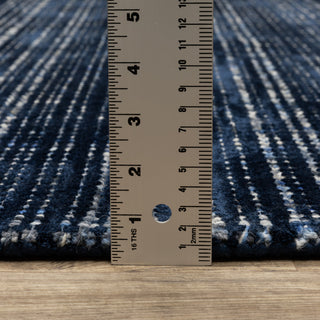 Cayden Textural Stripe Wool Blend Navy/ Blue Hand-tufted Rug 8' x 10'