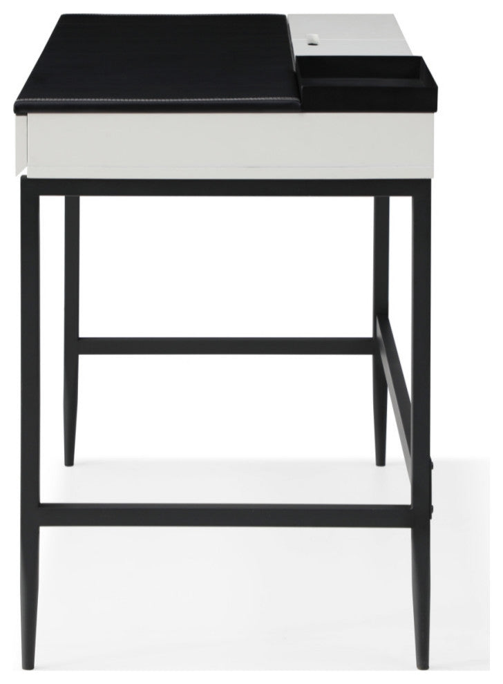 Loft Lyfe Kinzlee Desk, 2 Storage Drawers, Black/White