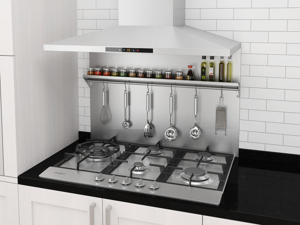 Ancona 36" Stainless Steel Backsplash with Shelf