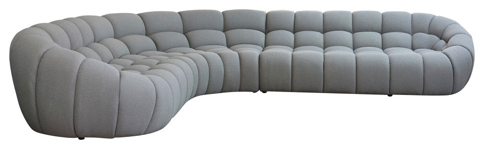 Yolonda, Modern Light Gray Curved Sectional Sofa