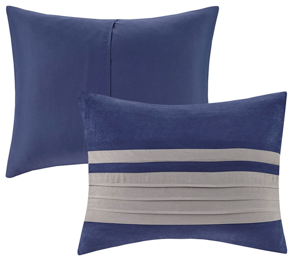 Madison Park Palmer Vera Microsuede 7-Piece Comforter Set, Blue