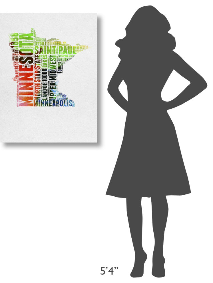 "Minnesota Watercolor Word Cloud" Fine Art Print