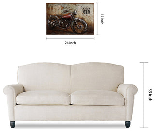 "Motorcycle" Wall Art Mixed Media Iron Hand Painted Dimensional Wall Sculpture