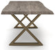 Brooks Dining Table, Sandblasted Gray, Brass, 40"x79",X-Base