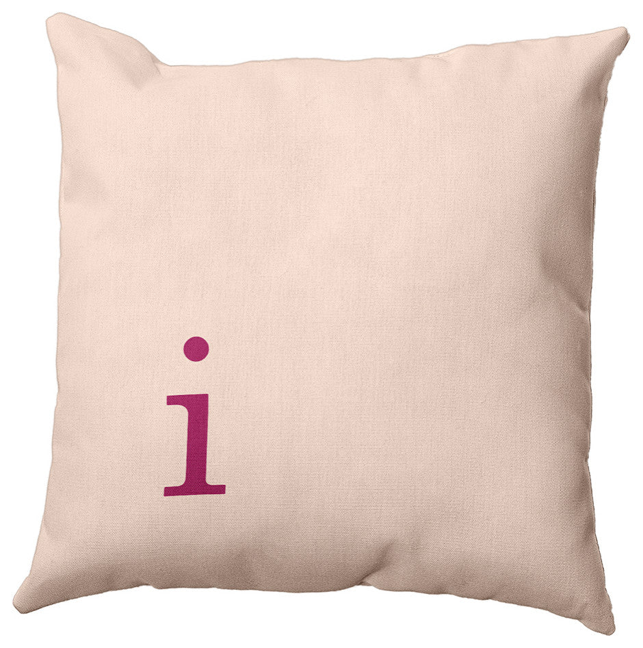 16"x16" Modern Monogram Decorative Throw Pillow, Dusty Rose
