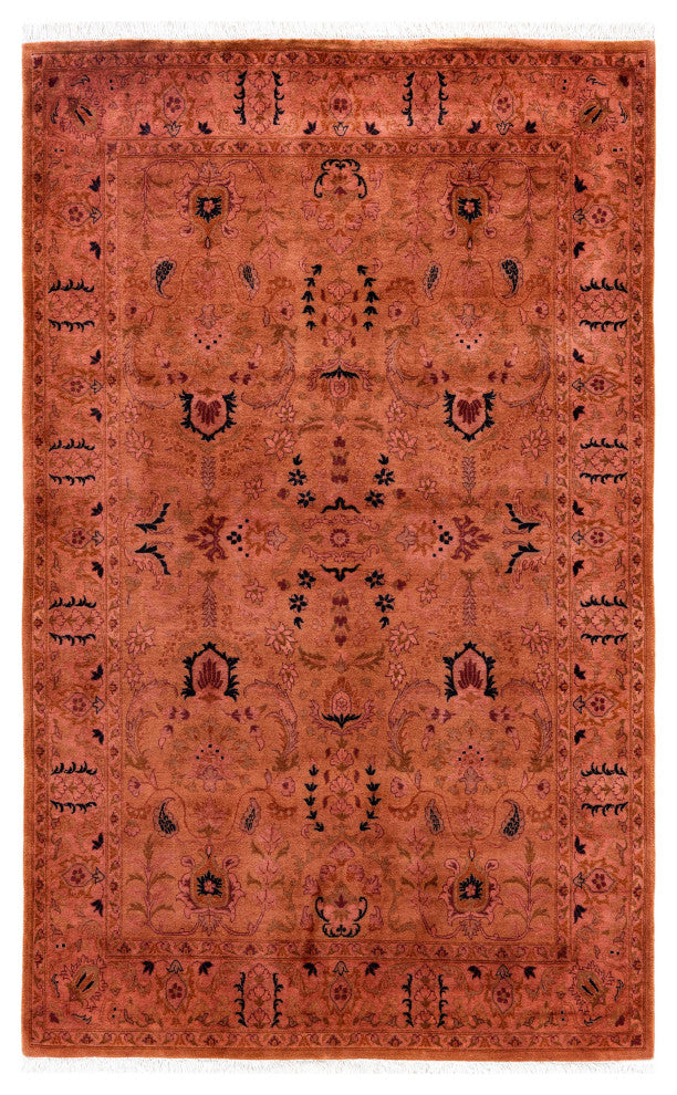 Overdyed One-of-a-Kind Hand-Knotted Area Rug Brown, 4' 2" x 6' 5"
